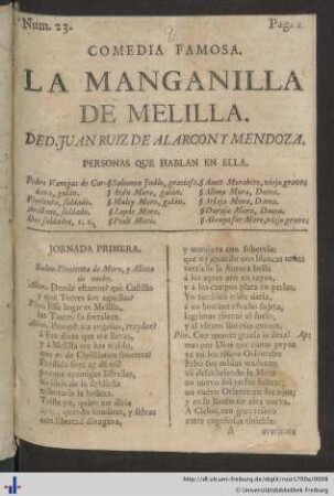 Comedia Famosa. La Manganilla De Melilla.