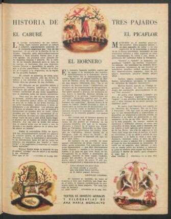 Historia de tres pájaros : Textos de Ernesto Morales y xilografías de Ana María Moncalvo
