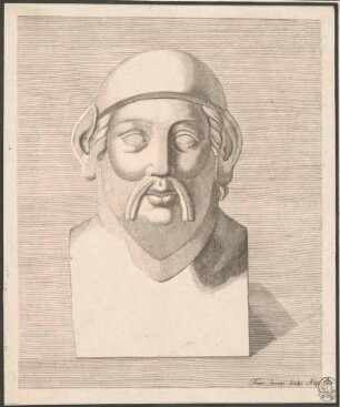 Büste einer Mannes mit Schnauzbart, Abb. 20 aus: Disegni intagliati in rame di pitture antiche ritrovate nelle scavazioni di Resina, Neapel 1746