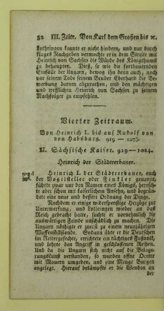 Vierter Zeitraum. Von Heinrich I. bis auf Rudolf von Habsburg. 919 - 1273