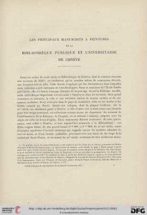 2: Les principaux manuscrits à peintures de la Bibliothèque publique et universitaire de Genève