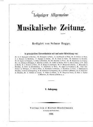 Leipziger allgemeine musikalische Zeitung. 1. 1866