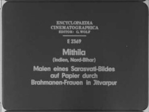 Mithila (Indien, Nord-Bihar) - Malen eines Sarasvati-Bildes auf Papier durch Brahmanen-Frauen in Jitvarpur