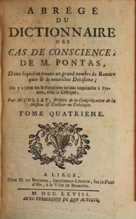 Abrégé Du Dictionnaire Des Cas De Conscience, 4