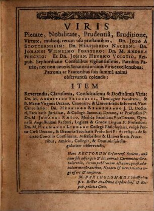 Series Magnificorum Rectorum ... Universitatis