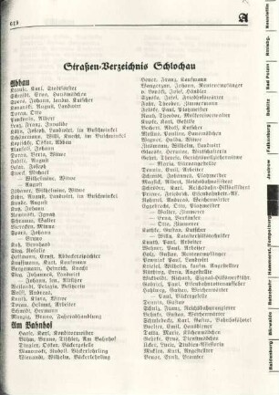 Straßen-Verzeichnis Schlochau