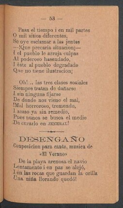 Desengaño : Composición para canto, música de "El verano"