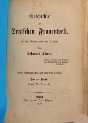 Geschichte der deutschen Frauenwelt : in 3 Büchern nach den Quellen, 2. Buch III : Neuzeit