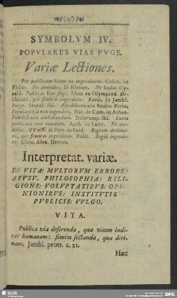 Symbolum IV. Populares Vias Fuge