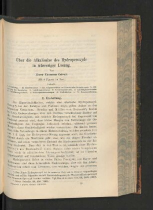 Über Alkalisalze des Hydroperoxyds in wässeriger Lösung.