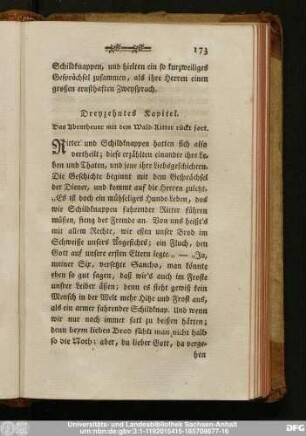 Dreyzehntes Kapitel. Das Abentheuer mit dem Wald-Ritter rückt fort.