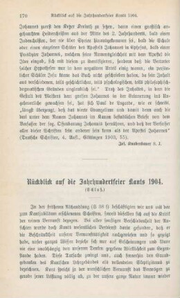 170-182 Rückblick auf die Jahrhundertfeier Kants 1904 : Schluß
