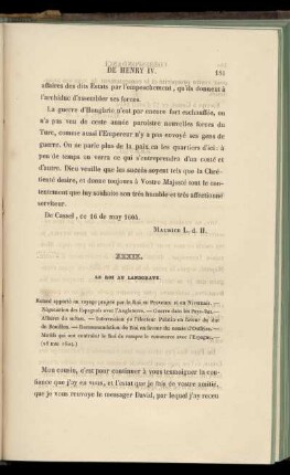 XXXIX. Le Roi au Landgrave (28 mai 1604)