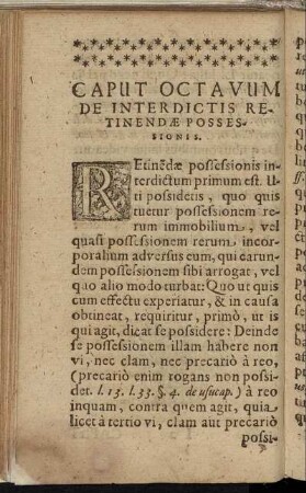 Caput Octavum De Interdictis Retinendæ Possessionis.