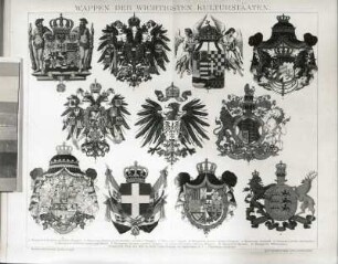 Wappen der wichtigsten Kulturstaaten. Reproduktion aus: Brockhaus