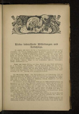 Kleine interessante Mitteilungen und Ratschläge.
