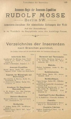 Verzeichniss der Inserenten