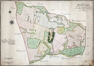 Charte über Dersekow ; belegen im Amte Eldena und Dersekow-Kirchspiel so wie selbige beÿ der Landes-Vermesung im Jahre 1697 ist aufgezeichnet worden von Joh: G: Höok