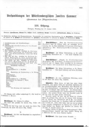 138. Sitzung, Stuttgart, 19.1.1909