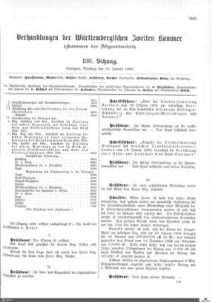 138. Sitzung, Stuttgart, 19.1.1909