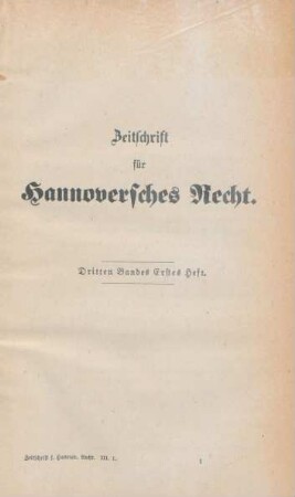 Dritten Bandes erstes Heft