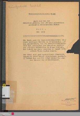 Teil 4: Liste der von der Direction générale des affaires culturelles geschenkten französischen Bücher