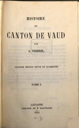Histoire du Canton de Vaud, 1