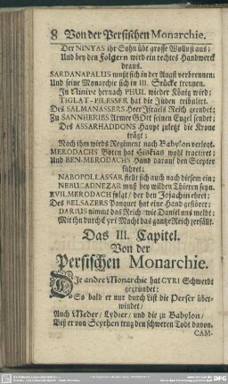 Das III. Capitel. Von der Persischen Monarchie