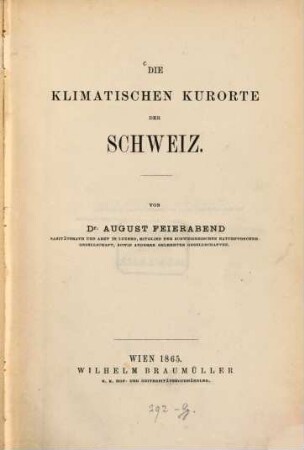 Die klimatischen Kurorte der Schweiz