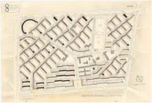Wohnungsbau Berlin-Prenzlauer Berg Schinkelwettbewerb 1950: Lageplan in Axometrischer Vogelschau 1:1000