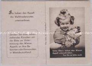 Handzettel mit der Aufforderung zur Zustimmung zum "Wiener Appell" des Weltfriedensrates