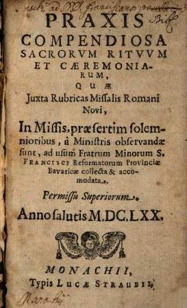 Praxis compendiosa sacrorum rituum et caeremoniarum in Missis
