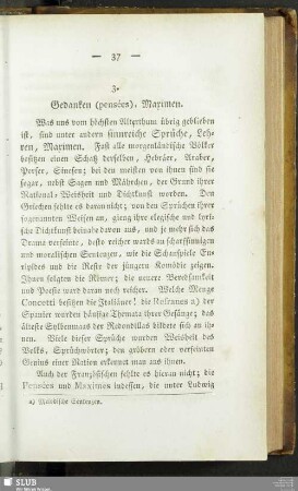 3. Gedanken (pensées), Maximen