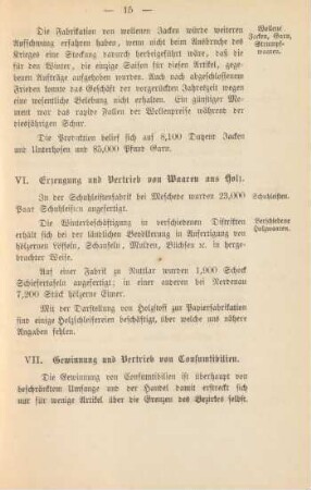 VI. Erzeugung und Vertrieb von Waaren aus Holz.