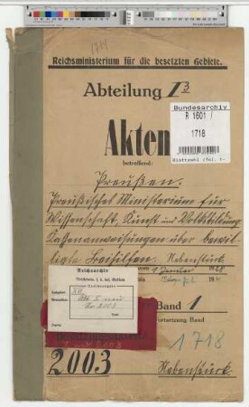Preußisches Ministerium für Wissenschaft, Kunst und Volksbildung. Kassenanweisungen über bewilligte Beihilfen. Nebenstück