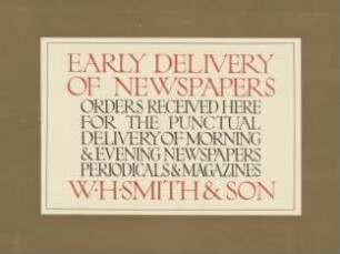Early Delivery of Newspapers. W. H. Smith & Son