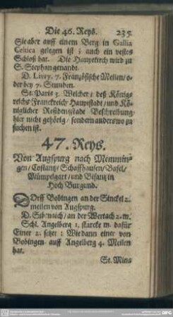 47. Reys. Von Augspurg nach Memmingen, Costantz, Schaffhausen, Basel, Mümpelgart, und Bisantz in Hoch Burgund