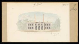 Gießhaus Monatskonkurrenz Juli 1839: Aufriss Vorderansicht; Maßstabsleiste