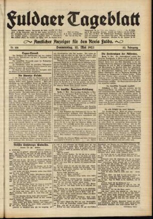 Ausgabe vom Donnerstag, den 12. Mai 1921.