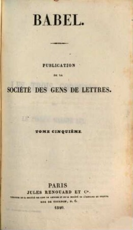 Babel : publication de la Société des Gens de Lettres, 5