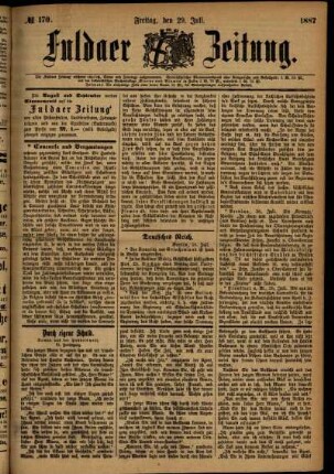Ausgabe vom Freitag, den 29. Juli 1887.