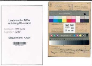Entnazifizierung Anton Schuermann , geb. 18.04.1890 (Tischler)