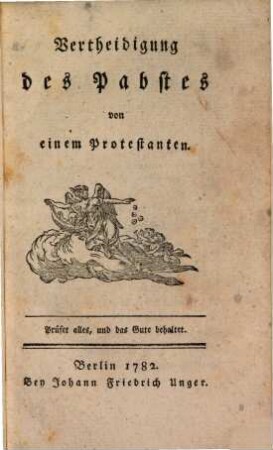 Vertheidigung des Pabstes