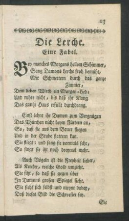 Die Lerche. Eine Fabel