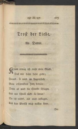 Trost der Liebe. An Damis