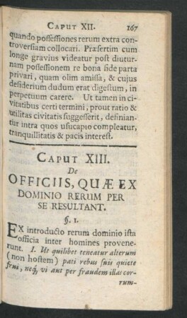 Caput XIII. De Officiis, Quae Ex Dominio Rerum Per se Resultant.