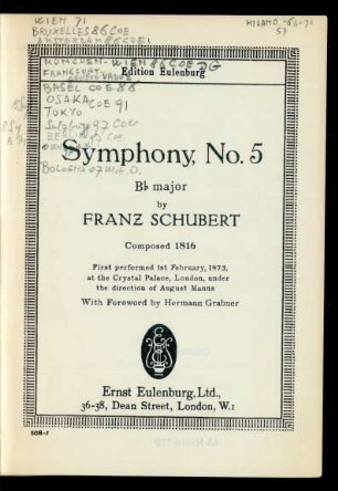 Symphony, No. 5 : B♭ major