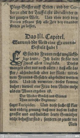 Das III. Capitel. Warumb der Neid eine Frauens-Gestalt habe?