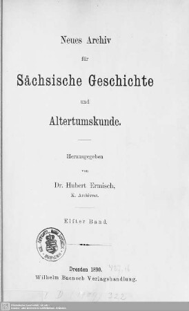 11.1890: Neues Archiv für sächsische Geschichte