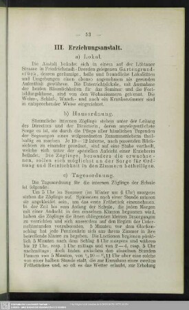 III. Erziehungsanstalt